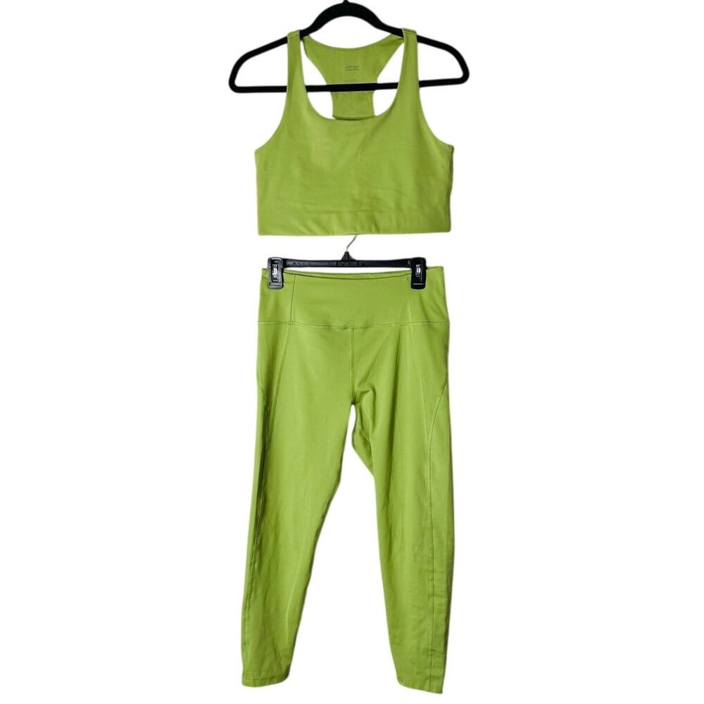 Girlfriend Collective Chartreuse Paloma Bra & Leggings Set L